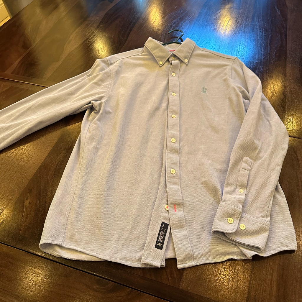 Psycho Bunny Men’s Astor Cotten Pique Long Sleeve Button Down- Medium